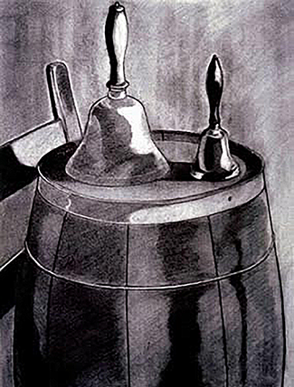 Barrel & Bells (Charcoal on Paper)