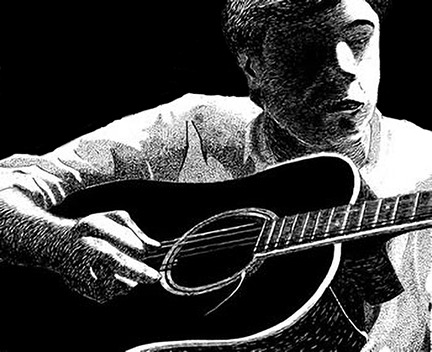 Playing Under the Influence (Album Insert, Pen & Ink on Board)